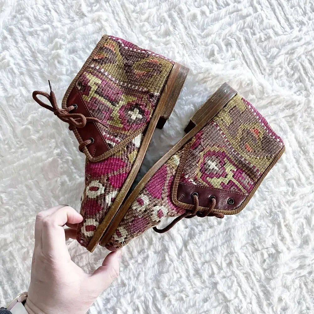 The Nomadic Collection Tapestry Kilm Lace Up Chukka Ankle Bootie
